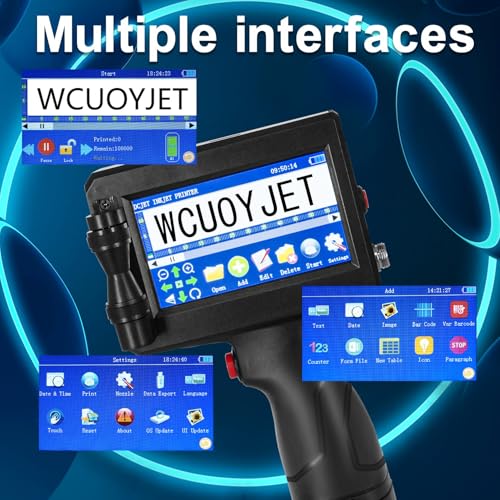 Image of H760 Handheld Inkjet Printer, Printing Height 0.08-0.5 Inch Portable Handheld Printer with 42ml Quick-Drying Ink Cartridge 4.3Inch Touch Screen for Text /QRCode /Batch Number /Image /Date /Label /Barcode