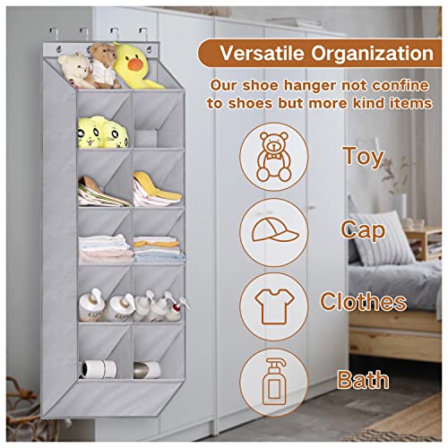 Sleeping Lamb Hanging Shoe Organizer For Closet, Over The Door Shoe Rack Fit Narrow Door For 12 Pairs Sneakers, Boots, Grey #TOP6