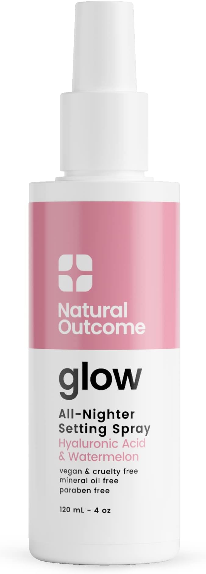 natural outcome Glow Makeup Setting Spray Mattifying, Long Lasting Facial Mist with Hyaluronic Acid & Watermelon | Oil-Free Vegan Formula for All Skin Types 4 oz