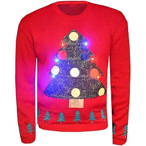 FashionClothing Womens Christmas Tree Led Light Xmas Novelty Jumper Red Cover