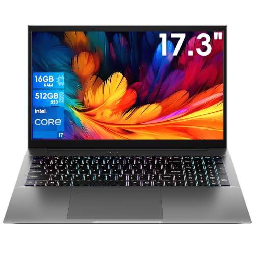 Image of 17.3 Inch Laptop, Core i7 CPU (Up to 4.5 GHz), 16GB RAM, 512GB SSD, WIFI 6