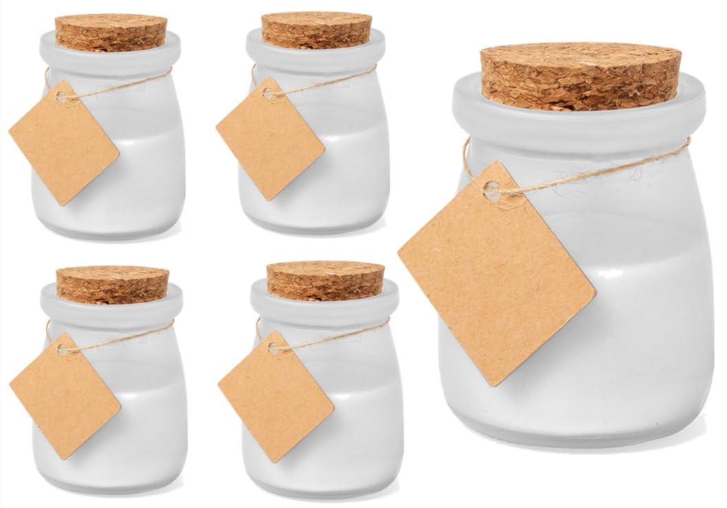 ESKIROLES LOTE 50 Velas Aromáticas Vainilla color Blanco DETALLE BODAS con Etiqueta para poner Nombre y Fecha Enlace DETALLE BODAS invitados 50 u. (BLANCO)