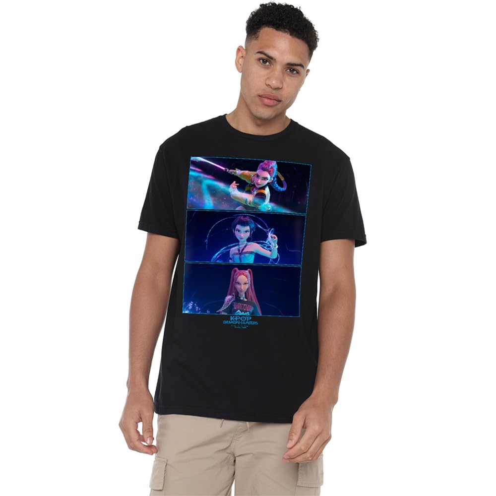 Kpop Demon Hunters Huntrix Fighting Unisex T-Shirt, Black, XX-Large