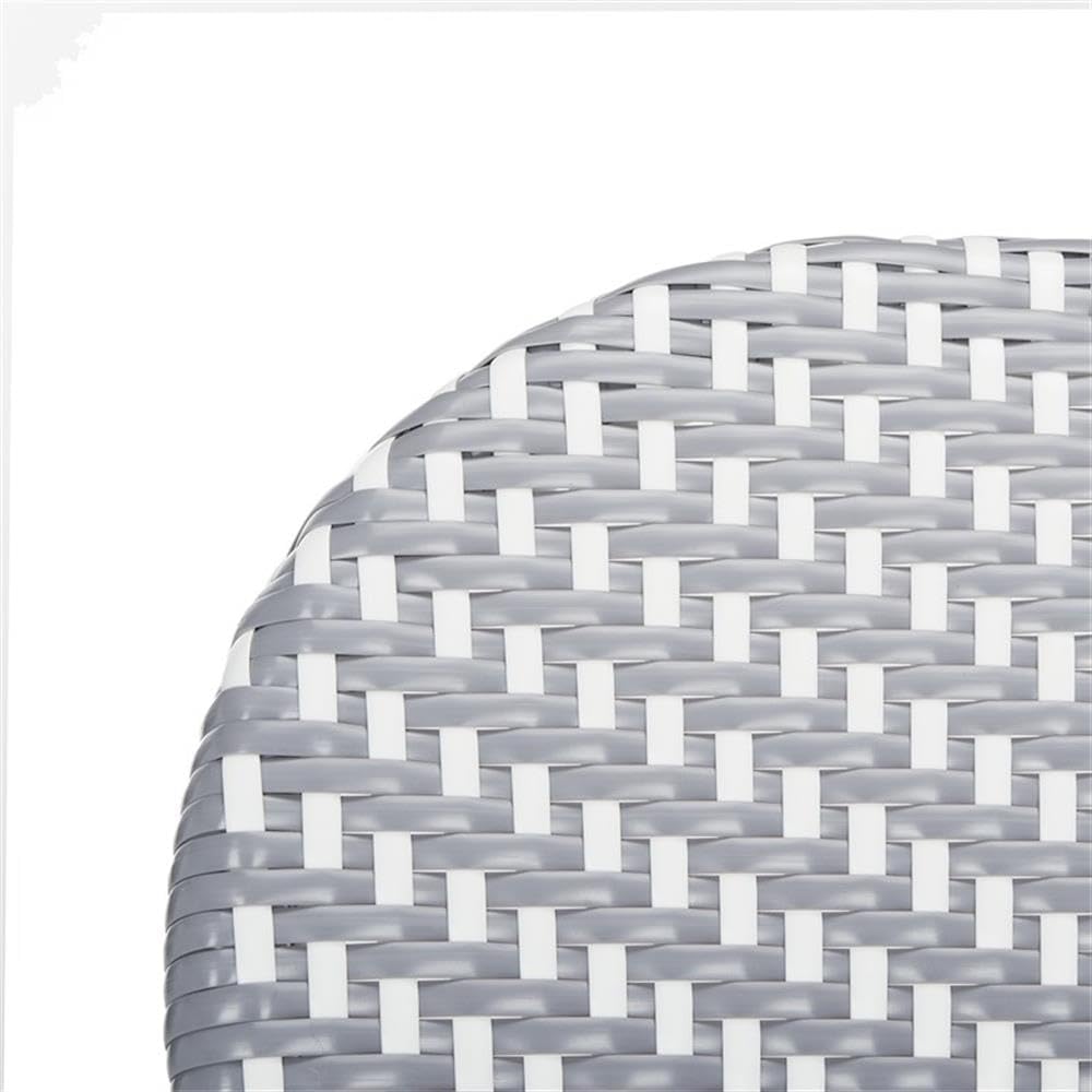 Pemberly Row Wicker/Rattan Side Chairs, Gray and White Finish, Set of 2, 35 in x 18.5 in x 24.5 in, French Bistro Style, Stacking Design, Weather Resistant for Indoor/Outdoor Kitchens or Porches