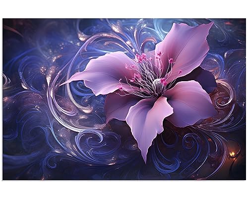 TutuBeer 1 Panel Purple Picture Wall Art Purple Canvas Wall Art Abstract Flower Print on Canvas Flower Painting for Bedroom Home Decor Living Room Stretched and Framed 16x24 inch by TutuBeer - Image 2