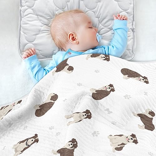 Image of Swaddle Blanket for English Bulldog Dogs Baby Receiving Blanket Muslin Baby Swaddles Soft Cotton Breathable Nursery Blankets for Unisex Boys and Girls 30x40 Inch