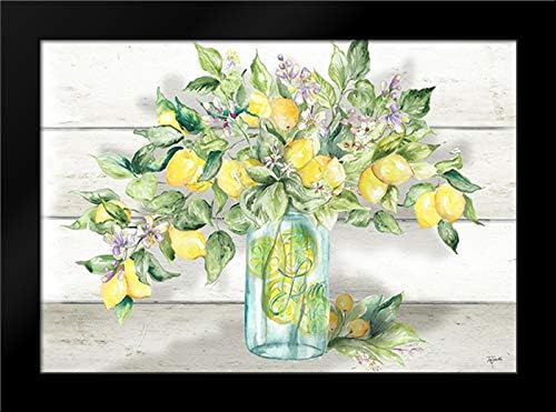 ArtDirect Watercolor Lemons in Mason Jar Landscape 18x13 Framed Art Print by Tre Sorelle Studios