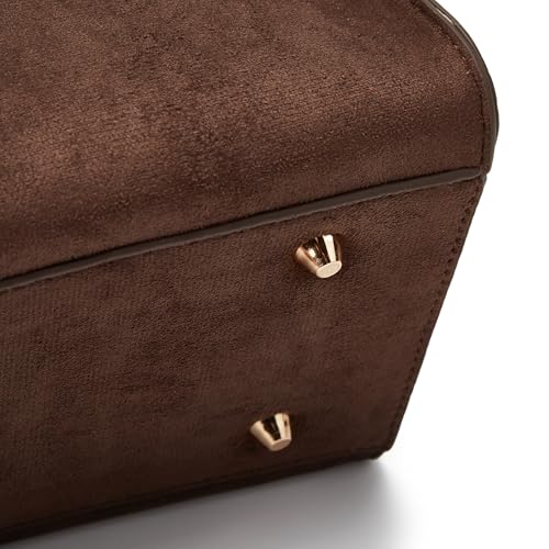 Bolsa tote grande de gamuza para mujer marrón miniatura 6
