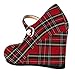 ROSERWISH Women's High Heel Party Wedge Fashion Round Toe 3.5 Inch Sexy Ankle Strap Pumps Dress Shoes Red Plaid Size 6 - Tacones Altos de Mujer