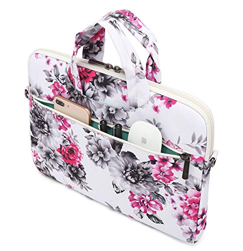 Canvaslove Chrysanthemum Pattern Water Resistant Laptop Shoulder Messenger Bag for MacBook Pro 16 inch and 14 inch 15.4 inch 15.6 inch Laptop - Thumbnail 2