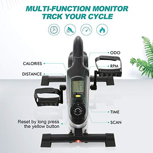 Ancheer Under Desk Cycle Pedal Exerciser Mini Stationary Bike For Legs And Arms Exercise With Lcd Monitor, 2-In-1 Pedal Exerciser Pe-Bike Pro For Ios And Android With Free App (Black) #TOP2