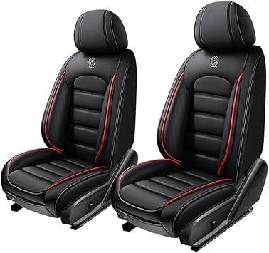 2 Seat Covers for Hyundai Tiburon 2003-2008,Premium Nappa Leather Car Seat Covers Car Seat Cushions,Waterproof Seat Covers for Cars,Interior Accessories Airbag CompatibleStandard-Black&Red
