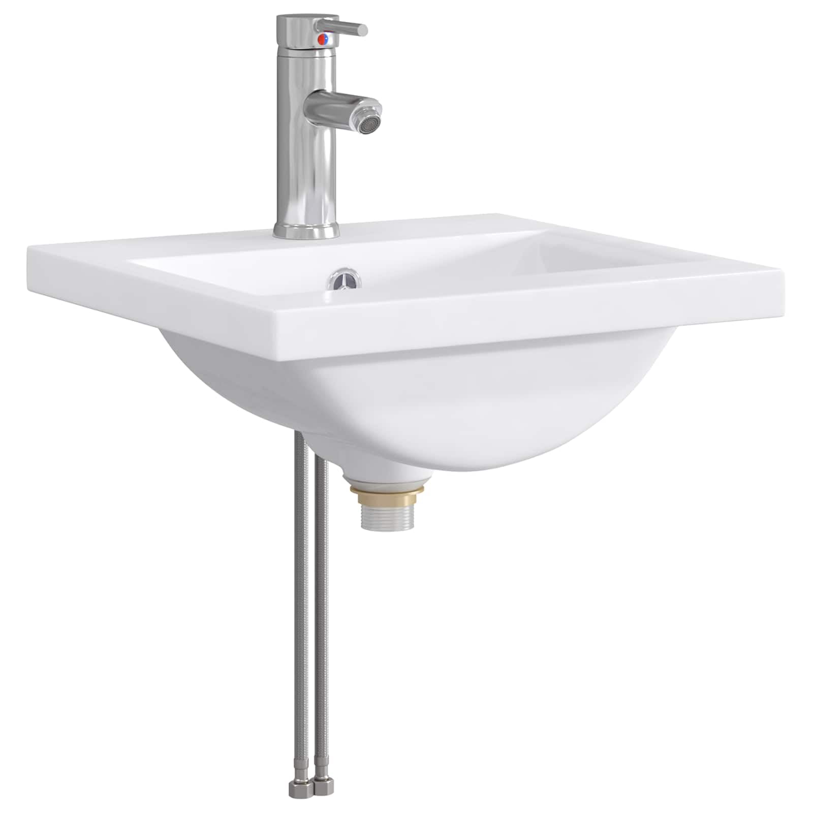 Modernes Waschbecken Badezimmer Chrom inkl. Wasserhahn und Abfluss, 42 x 40 x 16,5 cm Metallwaschbecken für Gäste-WC und Bad, Hitzebeständige Waschschale mit Schnellem Abfluss