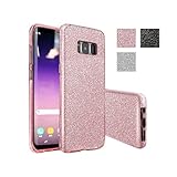 Samsung Galaxy S8 Case, Monoy Sparkle Bling Case Pretty Fashion Crystal Flash Non-Slip Bling Soft TPU Protective Cover for Samsung Galaxy S8 (Rose Gold)
