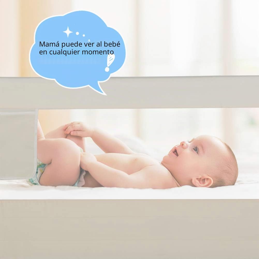 Ejoyous Barreras Cama Niños, Barrera de Seguridad Plegable Ajustable para Cama Infantil, Rejilla para Cuna de Bebé Rejilla para Protección contra Caídas Riel de Barandilla Cama Transpirable 1,8 m