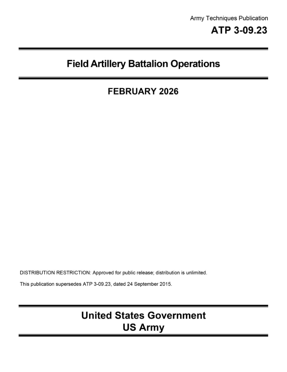 Army Techniques Publication ATP 3-09.23 Field Artillery Battalion Operations February 2026