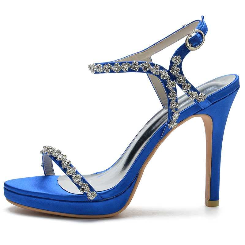 TarfiC Women’s Wedding for Bride Evening Shoes Rhinestones Comfortable Buckle Pumps Satin Prom Party Dress Shoes2