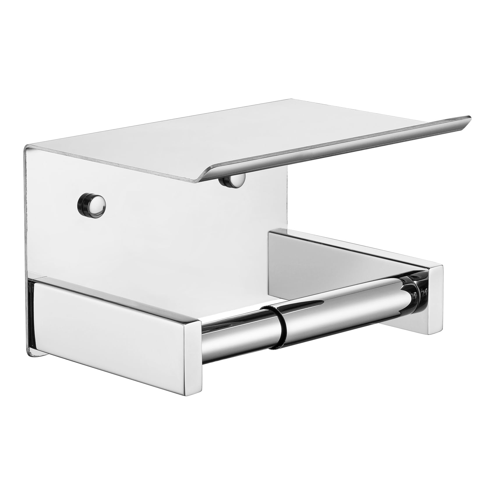 KOKOSIRI Roll Paper Holder Spring Loaded Tissue Paper Holder Bathroom Toilet Roll Holder with Shelf Wall Mounted Stainless Steel Brushed Gold B2012BG — Amazon image 20