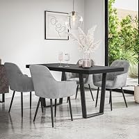 More4Homes ARIA DINING TABLE AND CHAIRS - BLACK TABLE TOP w BLACK LEGS + ANIKA VELVET DINING CHAIR SET OF 6