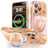 iPhone 17 Pro 用 ケース Magsafe対応 ワイヤレス充電 360°回転スタンド 縦横両対応 Gunwon スマホケース いphone17 Pro 用 米軍規格 耐衝撃 マグセーフ 防指紋 リング マグネット搭載 アイフォン17プロ 用 カバー「クリア」