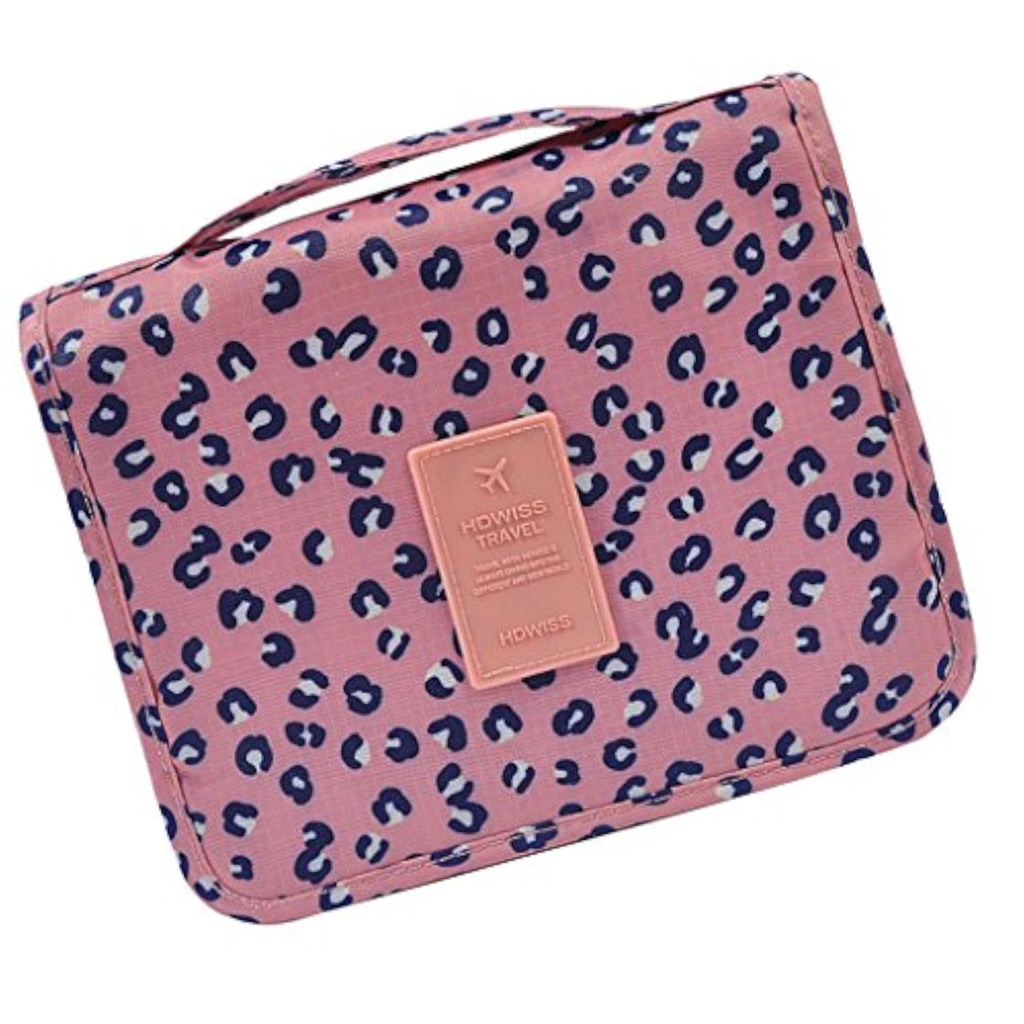 Travel Toiletry Unisex Makeup Cosmetic Storage Wash Bag, Pink Leopard