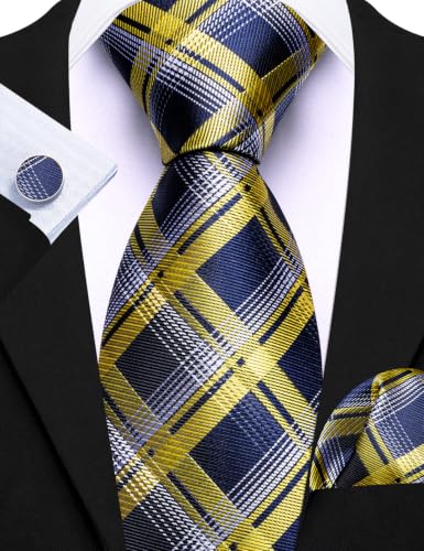 Image of Barry.Wang Men 6PCS Tie Silk Gift Necktie Clip Woven Tie Sets Party