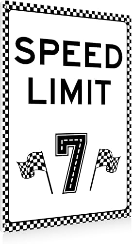 Vista 10 de Letrero de límite de velocidad 1, decoración de cumpleaños de auto de carreras, decoración de fiesta de cumpleaños de coche de carreras, 8 x 12