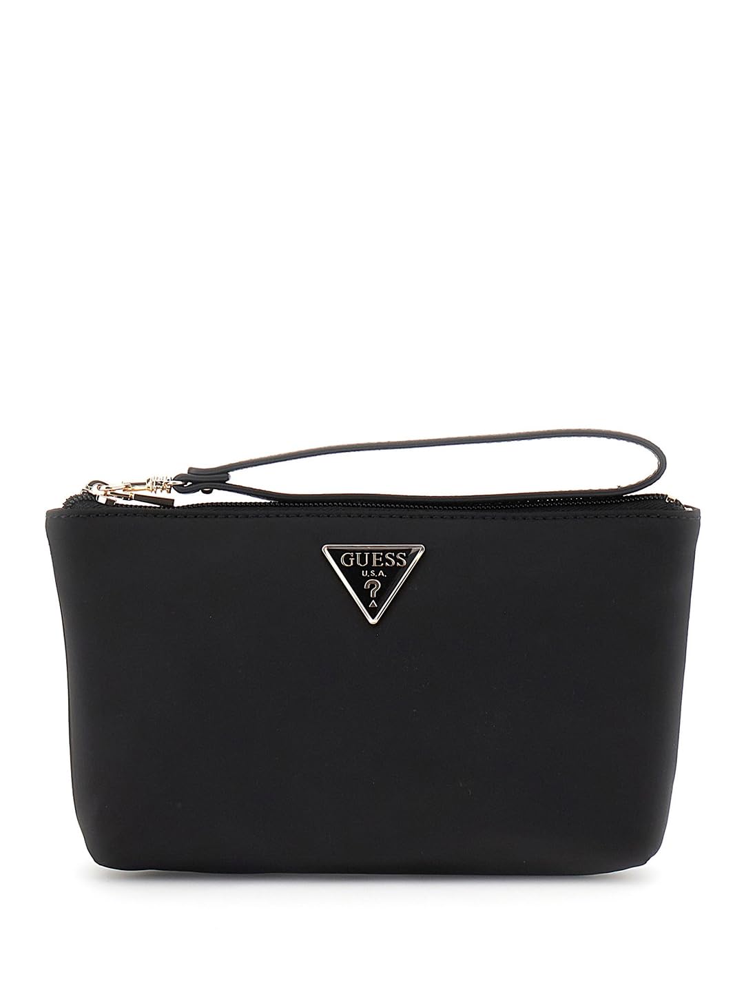 Black Solid Zipper Power Play Wristlet-image-40