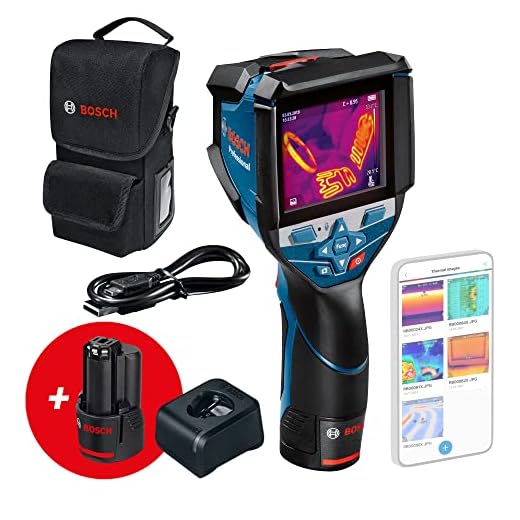 Bosch Professional 12V Cámara térmica GTC 600 C (2 baterías de 12 V, con aplicación, rango de temperatura: de -20 °C a +600 °C, resolución: 256 x 192 px, bolsa protectora) - Amazon Exclusive Set