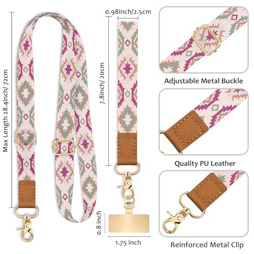 Image of Piefly Cell Phone Lanyard Crossbody Wrist Strap Adjustable for Women Boho | Travel Daily Cruise, Around the Neck, Hands-free, Universal, Fit Keys ID badge, Accessories, Compatible with Most Smartphones