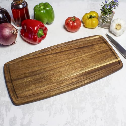 Tabla de cortar de madera acacia con ranura para jugos miniatura 5