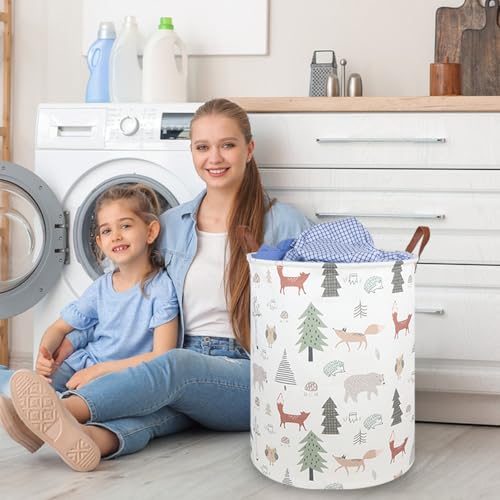Image of FXOLCSHE Animal Baby Laundry Basket,Woodland Animals Baby laundry hamper,Toy basket for boys,Nursery Hamper Gift Baskets for Bedroom,Toy Bin,Gift Basket.Baby room decor(Animal)