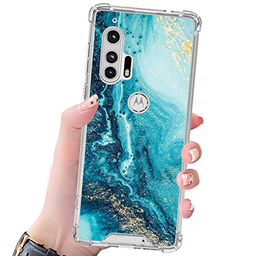 Blue Beach Moto Edge Plus Case for Women Men,Durable PC Back/Clear Soft TPU Bumper,Reinforced Corners Shockproof Protective Phone Case for Moto Edge Plus 6.7 Inch 2020(Not for Moto Edge)
