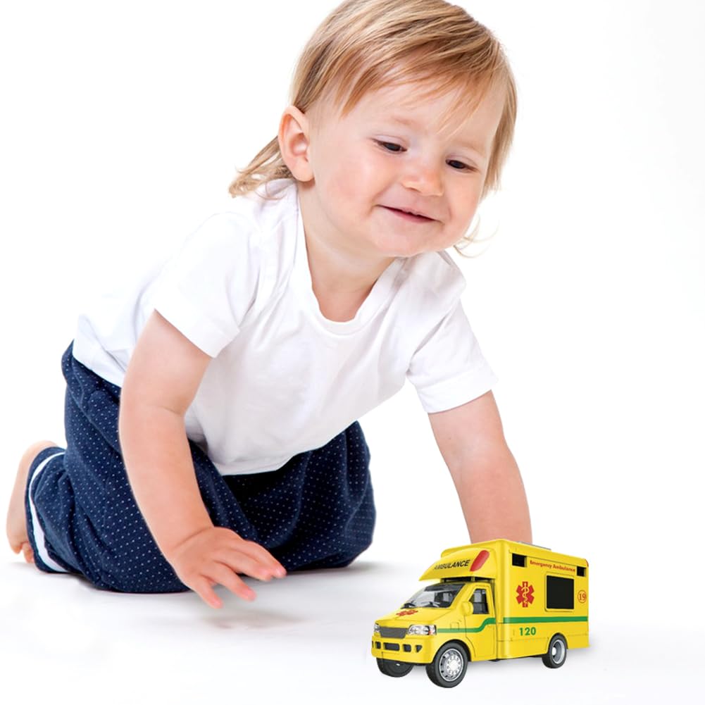 Juguete de Ambulancia de Emergencia, Educativos Metálico Mini Coches de Juguete, Regalo para Niños y Niñas Coche de Juguete para Niños a Partir de 3 Años 12.8 X 5.5 X 6.8 cm