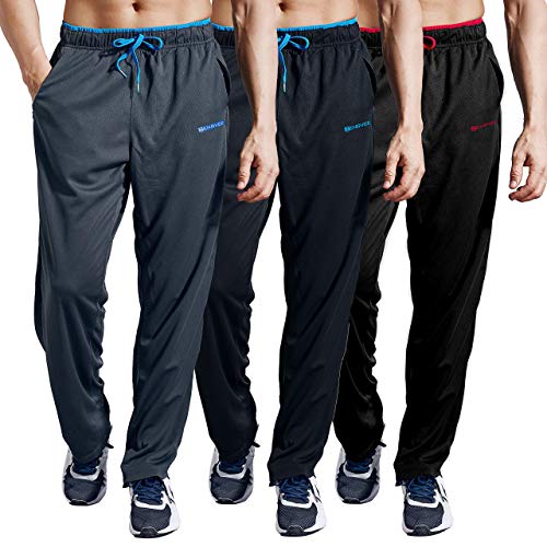 Zengvee Athletic Men's Pockets 3 Pack Open Bottom Light Weight Jersey Sweatpant With Zipper Pockets For Workout, Gym, Running, Training #TOP21