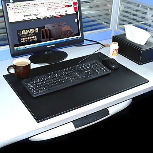 Miniatura 5 de KINGFOM Tapete de escritorio ultra suave con escritorio de piel sintética para oficina, clip, tablero de dibujo y escritura (negro-A110)