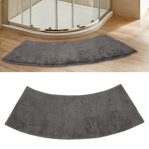 ANEELV Mikrofaser-Badematte, Dicke, weiche Plüsch-Duschmatte, halbrund, viertelrund, rutschfest, waschbar, 40 x 100 cm, geeignet für Eckduschen (Grau)