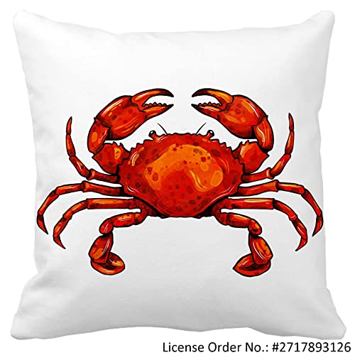Leaveland Red Crab Sea Ocean Marine Animal 18X18 Inch Square Throw Pillow Cover Decorative Soft Cushion Case Fall Autumn Winter Christmas Home Decor Couch Sofa Bed Standard Size Accent Slip Pillowcase #TOP3