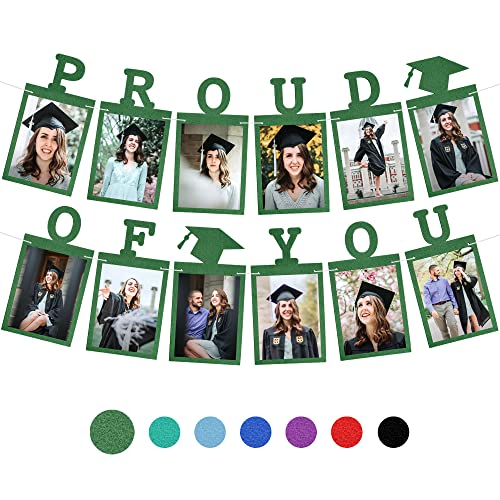 Image of Graduation Decorations 2026 | Felt Green Graduation Photo Banner 2026 4x6 - Large 10 Feet | Proud of You Banner | Grad Picture Banner, Grad Banner 2026 Personalized | KatchOn