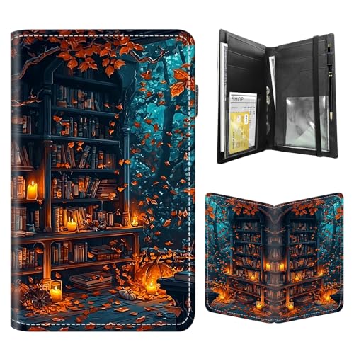 FQSXFIFN Leather Server Book for Waitress, Cute Server Book with Zipper Money Pocket,Check Presenters Waitstaff Organizer Fit Server Apron, Bookshlef Serving Books, Black Waiter Books for Servers