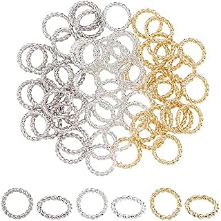 PandaHall Closed Soldered Jump Ring, 60pcs 3 Colors Brass Twisted Jump Ring 24K Gold Plated 18 Guage 8mm O Rings Connectors Earring Necklace Bracelet Dangles Jewelry Making, Gold/Silver/Platinum