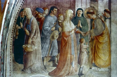 Impression Peinture Huile Saint Étienne distribuant l'aumône Fra Angelico Toile 60x90cm