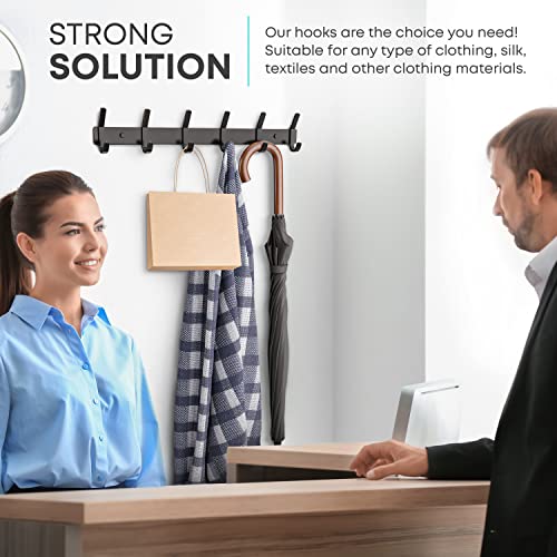Sayoneyes Coat Rack Wall Mount With 6 Double Hooks For Hanging - 17 Inch Heavy Duty Sus304 Stainless Steel Matte Finish Waterproof – Wall Hook Rack For Bathroom Entryway #TOP6