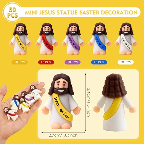 AONAT 50 Stück Mini Jesus Figuren, Mini Jesus Figur, Kleine Jesusfiguren als Dekoration, Krippenfiguren für Religiöse Aktivitäten, Taufgeschenk Füllen Von Ostereiern, Sonntagsschule und Taufgeschenke