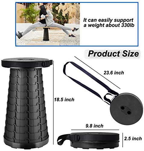 Simple Stool Collapsible, Portable Retractable/Telescoping Stool Load 330 lb, Camping Folding Seat for Travel, Fishing, Garden - Thumbnail 5