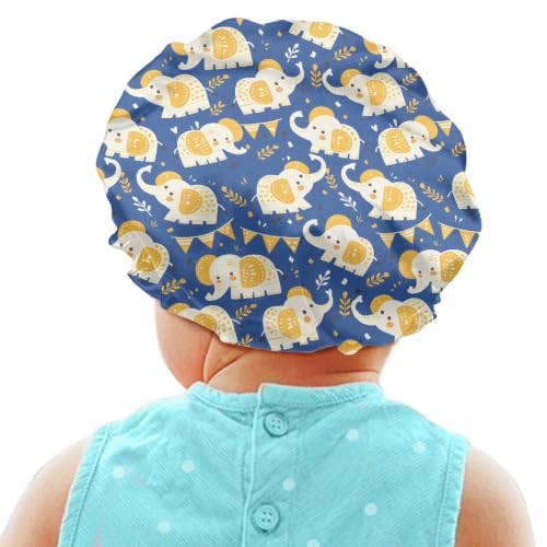 Image of Cartoon Elephant Kids Satin Bonnet Elastic Satin Sleep Cap for Boys Girls Night Hat Sleeping with Elastic Adjustable Band Head Hair Cover Soft Sleeping Beanie for Toddler Baby