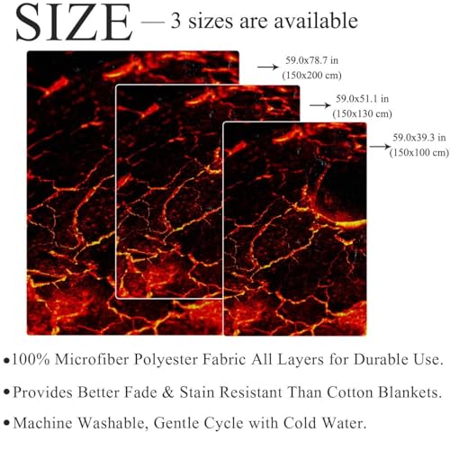 Couverture polaire de lit 150x100cm, finition lave volcanique