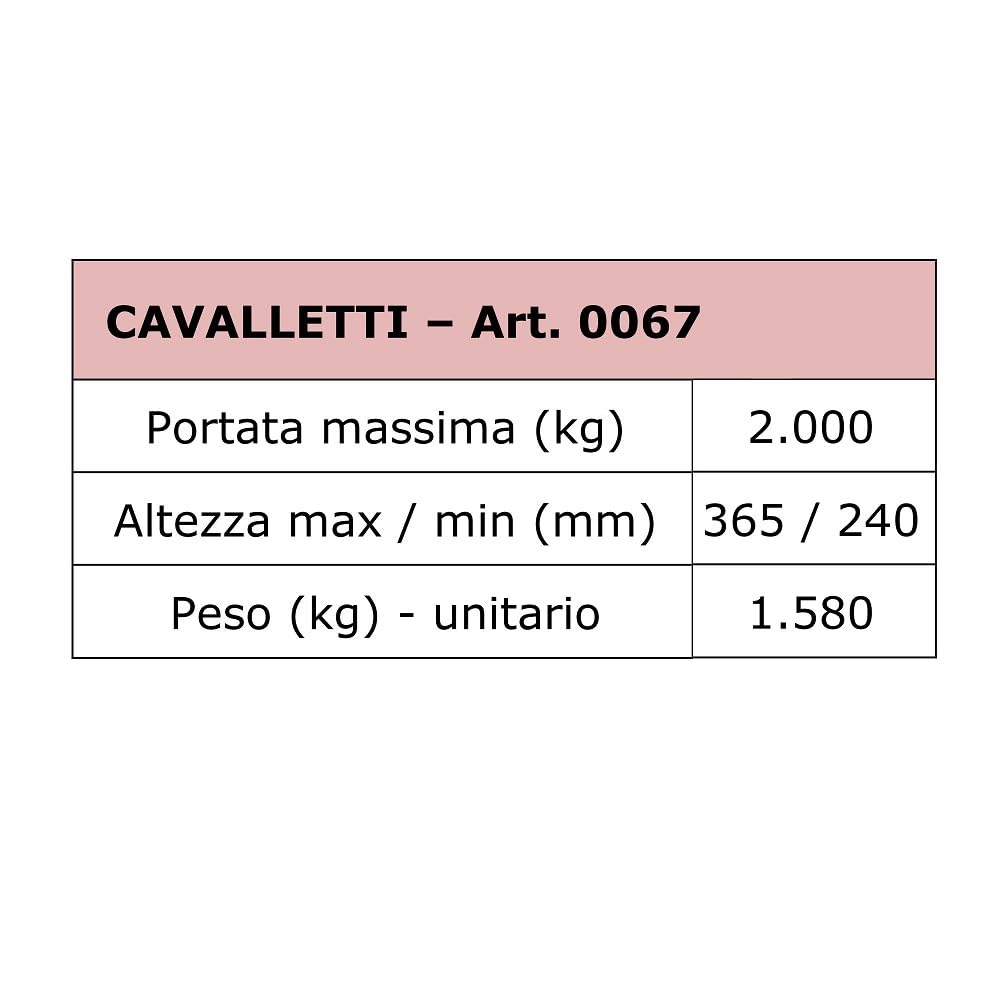 Fervi Coppia Cavalletti Lavoro Altezza Regolabile 2 TON Supporto Carico Perno Fissaggio