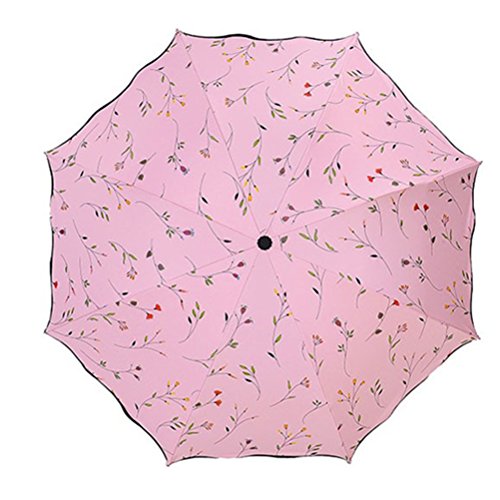 Maibar Sun Umbrella for Women UPF 50 UV Umbrella spf 50 Compact Lightweight Mini Umbrellas Flower (Pink)