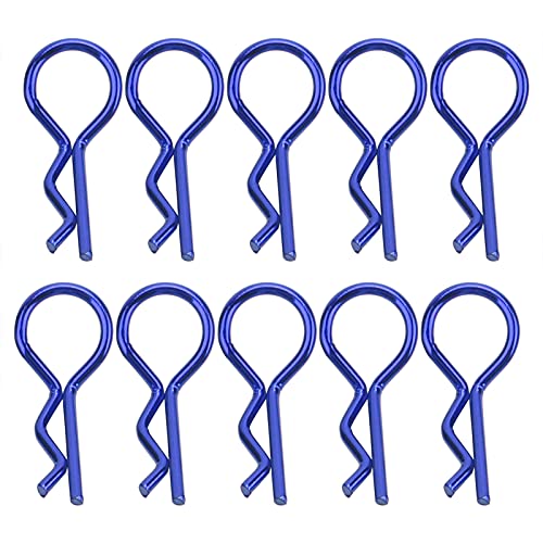 equlup 10pcs Universal RC Car Body Shell Pin R Type Clips for 1/5 1/6 1/8 1/10 RC Car Clip Pin Remote Control Accessories (Blue)